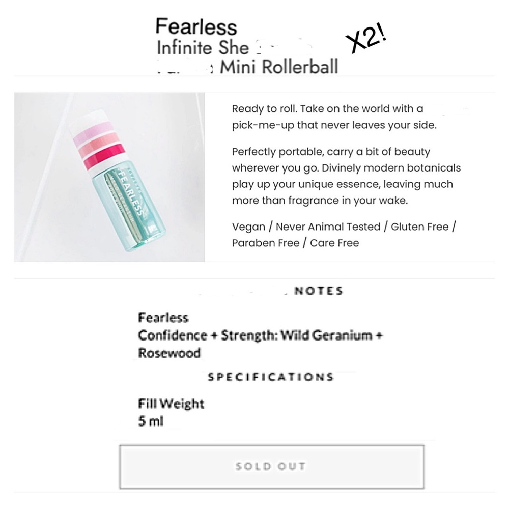 5 FEARLESS Infinite She MARGOT ELENA: 2 Mini Rollerballs, 1 LOTION, 2 Lipbalms - Picture 11 of 13